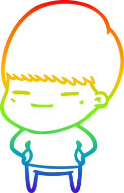 Gökkuşağı gradyan çizgi çizimi bir insan tarafından çizilmiş kendini beğenmiş bir çocuk.