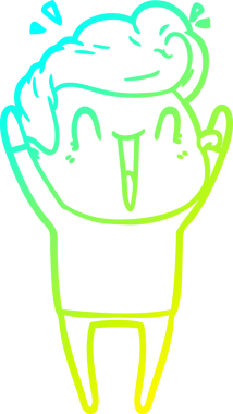 Bir insan tarafından çizilmiş, heyecanlı bir çizgi film çizimi.