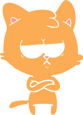 Sıkıcı düz renkli çizgi film kedisi bir insan tarafından çizildi