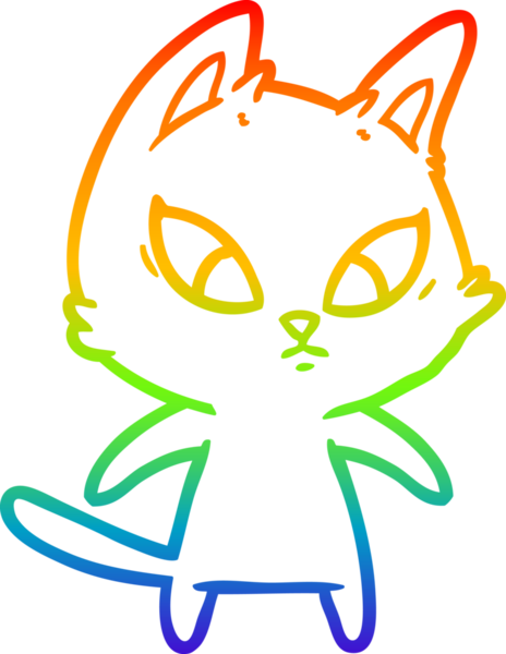 Bir insan tarafından çizilmiş kafası karışmış çizgi film kedisinin çizimi.