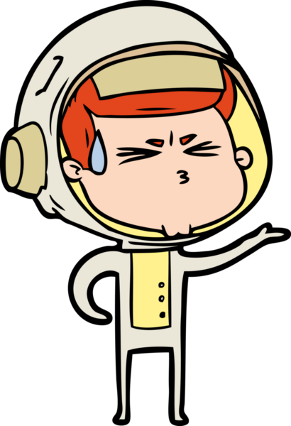 Çizgi film bir insan tarafından çizilmiş astronot.