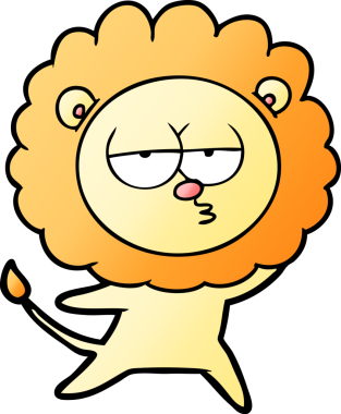 Bir insan tarafından çizilmiş canı sıkkın bir aslan.