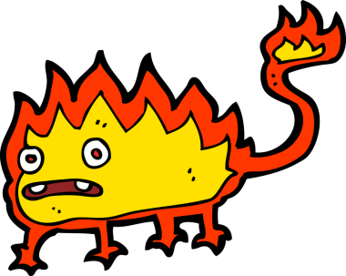 Bir insan tarafından çizilmiş küçük ateş şeytanı.