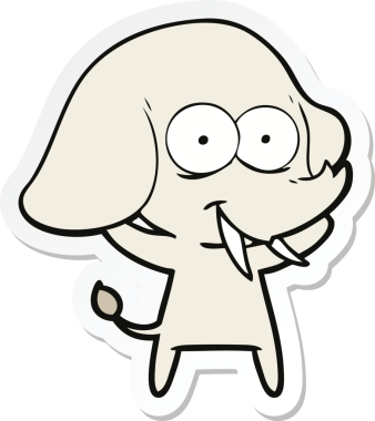 Bir insan tarafından çizilmiş mutlu bir filin çıkartması.