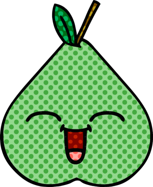 bir insan tarafından çizilmiş yeşil bir armut çizgi romanı