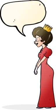 Bir insan tarafından çizilmiş konuşma balonu olan karikatür prensesi.