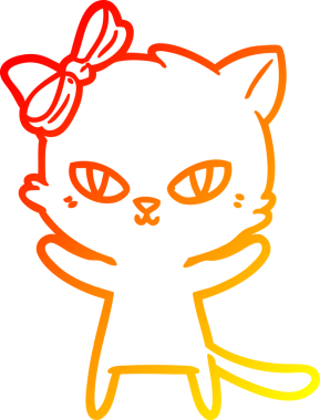 Bir insan tarafından çizilmiş sevimli bir çizgi film kedisinin sıcak çizgi çizgisi.