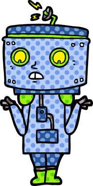 Bir insan tarafından çizilmiş robot omuz silkme.