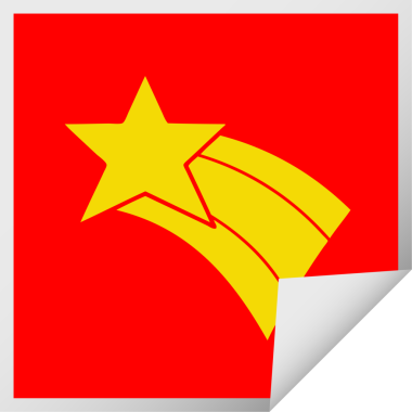 Bir insan tarafından çizilmiş kayan gökkuşağı yıldızının kare soyulmuş çıkartması.