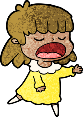 Çizgi filmdeki kadın bir insan tarafından yüksek sesle çizilmiş.