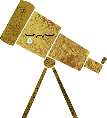 Bir insan tarafından çizilmiş bir teleskobun retro çizim tarzı karikatürü