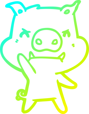 Bir insan tarafından çizilmiş kızgın çizgi film domuzu çizimi.