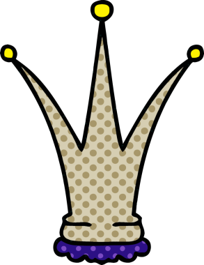 Bir insan tarafından çizilmiş tuhaf çizgi film tarzı altın taç.