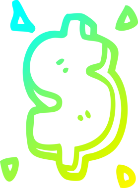 Bir insan tarafından çizilmiş bir çizgi film dolar işareti.