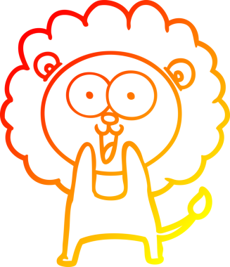 Bir insan tarafından çizilmiş mutlu çizgi film aslanının sıcak çizgi çizimi