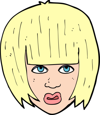 Bir insan tarafından çizilmiş uzun saçlı, rahatsız bir kız.