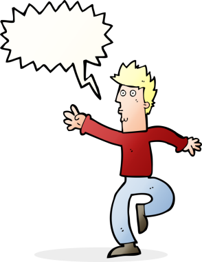 Bir insan tarafından çizilmiş konuşma balonu olan acil adam çizgi filmi.