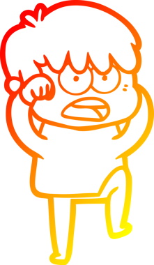 Bir insan tarafından çizilmiş endişeli bir çizgi film çocuğu çizimi.