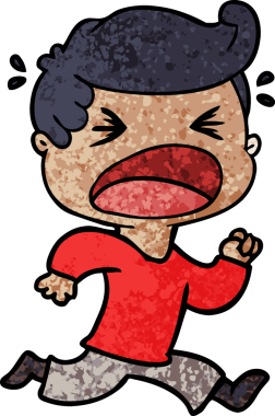 Bir insan tarafından çizilmiş bağıran adam çizgi filmi.