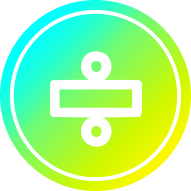 Bir insan tarafından çizilmiş havalı gradyan bitiş ile bölme işareti dairesel simgesi