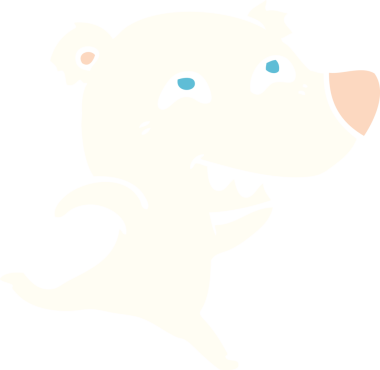 Düz renkli karikatür kutup ayısı bir insan tarafından çizilmiş dişleri gösteriyor.