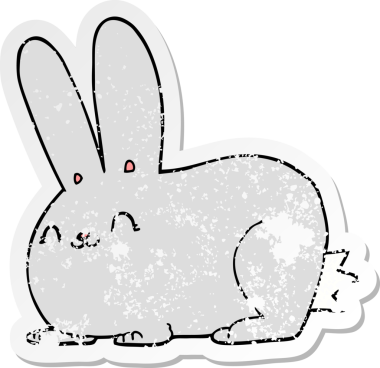 Bir insan tarafından çizilmiş karikatür tavşanı.