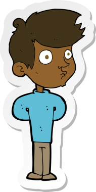 Bir insan tarafından çizilmiş çizgi film çocuğu çıkartması.