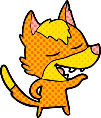 Bir insan tarafından çizilmiş tilki çizgi film karakteri