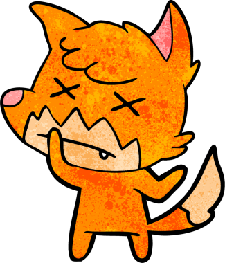 Bir insan tarafından çizilmiş ölü tilki çizgi filmi