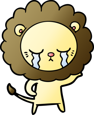 Bir insan tarafından çizilmiş ağlayan çizgi film aslanı.