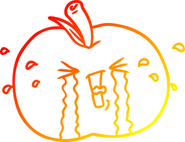 Bir insan tarafından çizilmiş elma karikatürünün sıcak gradyan çizimi