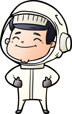 Bir insan tarafından çizilmiş mutlu astronot çizgi filmi.