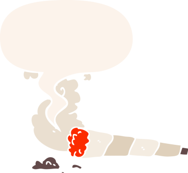 bir insan tarafından çizilmiş, konuşma baloncuklu çizgi film sigarası