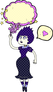 Bir insan tarafından çizilmiş serbest çizilmiş çizgi roman konuşma balonu vampir kız.