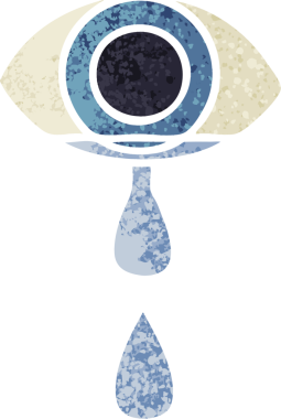 Bir insan tarafından çizilmiş ağlayan bir gözün retro çizim tarzı karikatürü