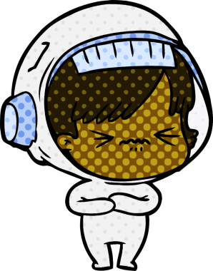 Bir insan tarafından çizilmiş astronot kadın.