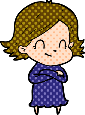 Bir insan tarafından çizilmiş karikatür dostu kız.