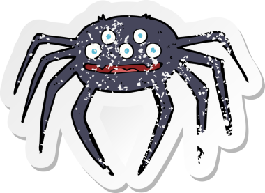 Bir insan tarafından çizilen cadılar bayramı örümceğinin gerilmiş çıkartması.