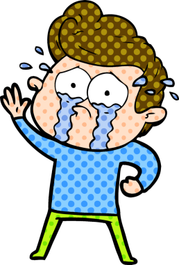 Bir insan tarafından çizilmiş ağlayan bir karikatür.