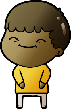 Bir insan tarafından çizilmiş mutlu çocuk çizgi filmi.