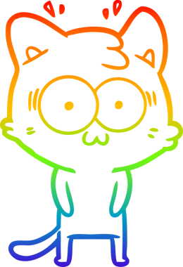 gökkuşağı gradyan çizgi çizimi bir insan tarafından çizilmiş sürpriz bir kedi