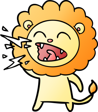 Bir insan tarafından çizilmiş kükreyen aslan çizgi filmi.