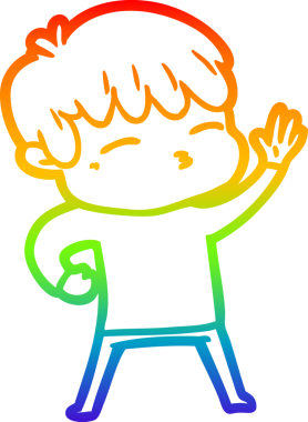 Gökkuşağı gradyanı çizimi Bir insan tarafından çizilmiş meraklı bir çocuk