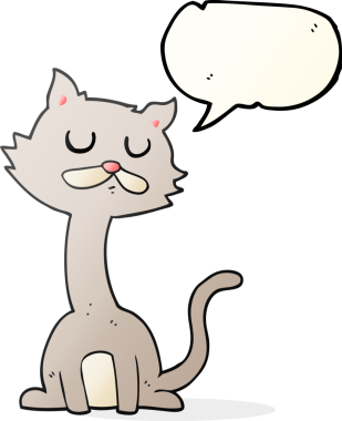 Bir insan tarafından çizilmiş serbest konuşma balonu çizgi film kedisi