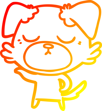 Bir insan tarafından çizilmiş sevimli bir köpeğin sıcak çizgi çizgisi.