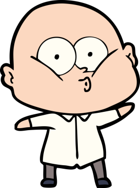 Bir insan tarafından çizilmiş kel bir adam.