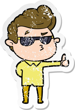 Bir insan tarafından çizilmiş havalı bir adamın sıkıntılı çıkartması.