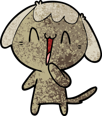 Bir insan tarafından çizilmiş şirin bir çizgi film köpeği.