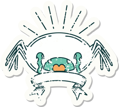 Bir insan tarafından çizilmiş ağlayan örümcek dövmesinin eski bir çıkartması.