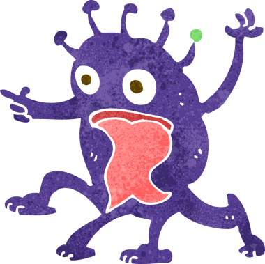 Bir insan tarafından çizilmiş garip küçük uzaylı çizgi filmi.